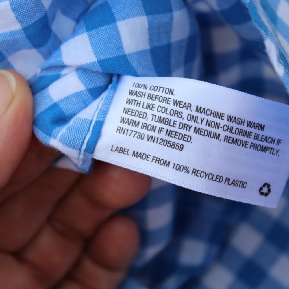 Cat & Jack Blue/White Check Cotton Button Up LS - Picture 3 of 5
